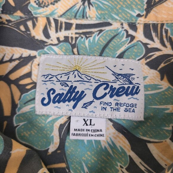 Salty Crew Island Daze Short Sleeve Woven Button-Up Shirt - Gold Size X-Large - Picture 2 of 8